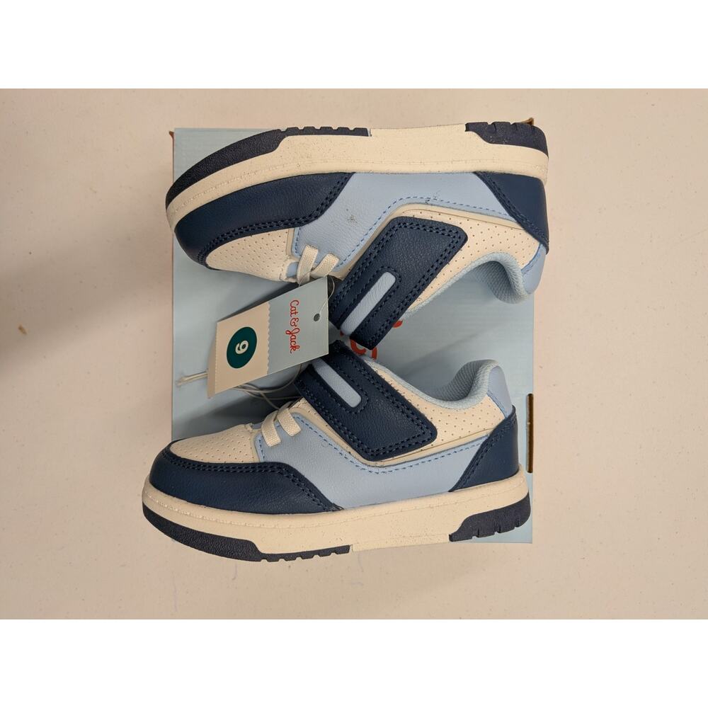 Cat & Jack Kids Blue Sneakers Hook Loop Casual Shoes Sizes 9